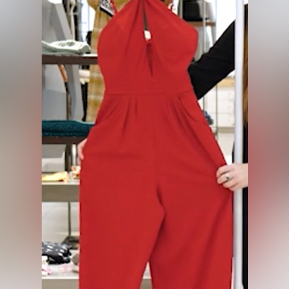 Love Nickie Lew Elegant Red halter Jumpsuit for Women Red small Nordstrom - Picture 4 of 13